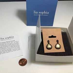 Lia Sophia Rock Crystal Antique bronze Kiam Family design earrings original box